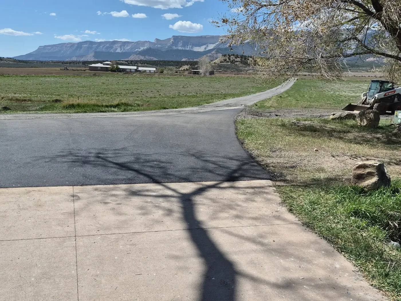 New asphalt approach with a mesa on the horizon